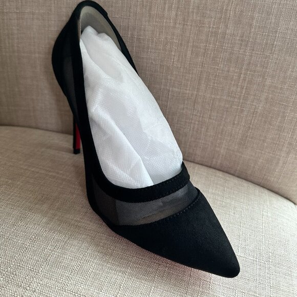 Black Mesh Insert High Heel - Picture 2 of 2